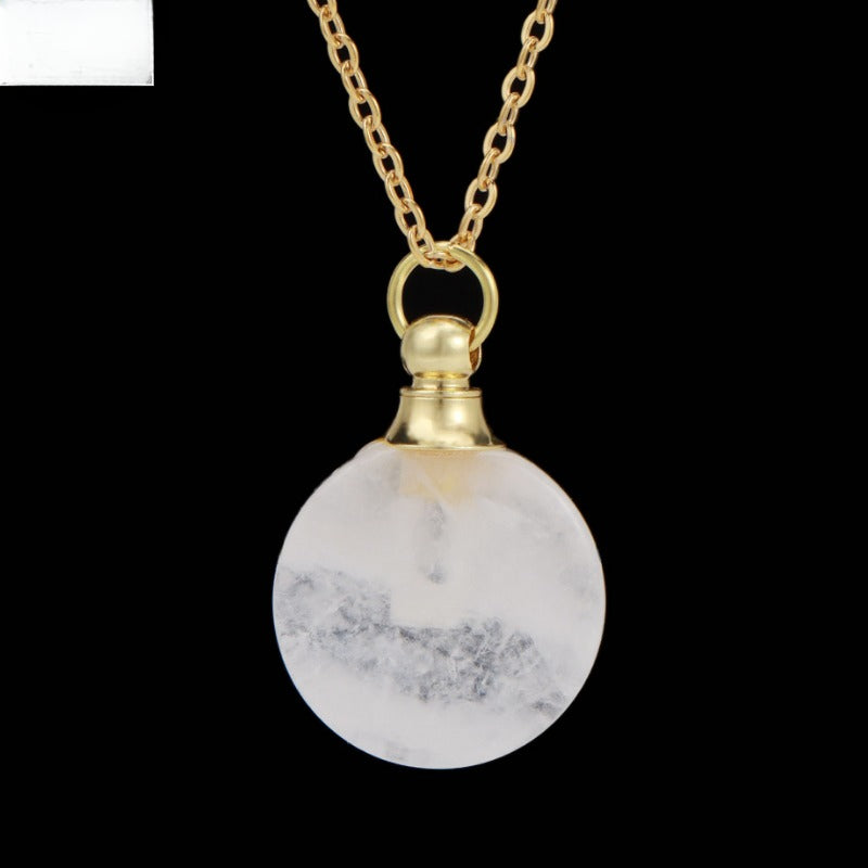 Wholesale Natural Stone Crystal Essential Oil Bottle Pendant Necklace ACC-NE-HuaiShe003