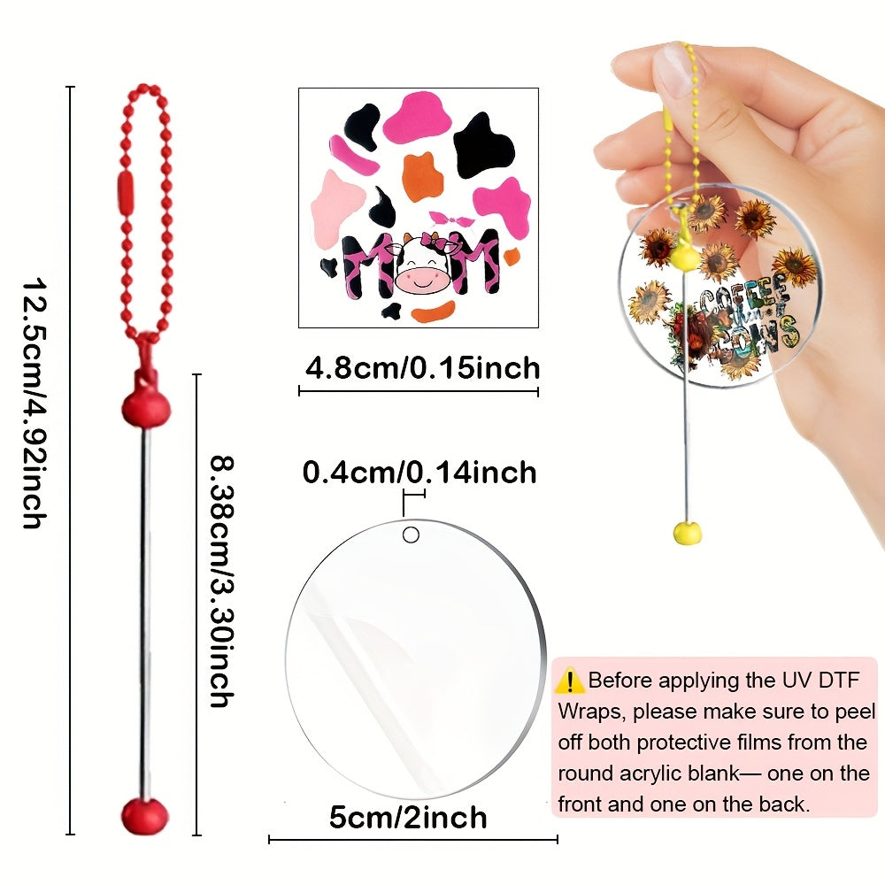30pcs Beadable Cup Charms Acrylic Blank Keychains Pendants Mix Style UV DTF Wraps Kit Metal Cup Chain Decoration Beadable Cups Accessories for Cup DIY Beading Craft Fashion Gift