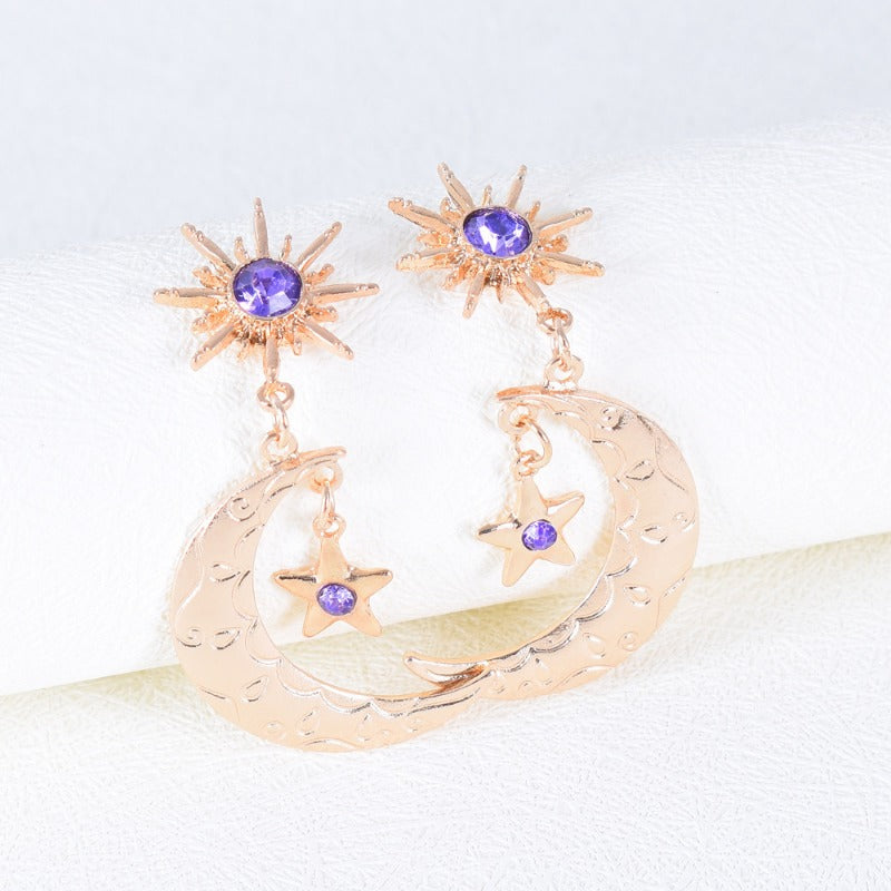 Wholesale Electroplating Star Moon Earrings ACC-ES-XingHe006