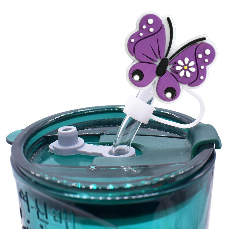 Wholesale Random 100pcs Butterfly Series 10mm PVC Soft Straw Tube Cap ACC-SCR-RYY150