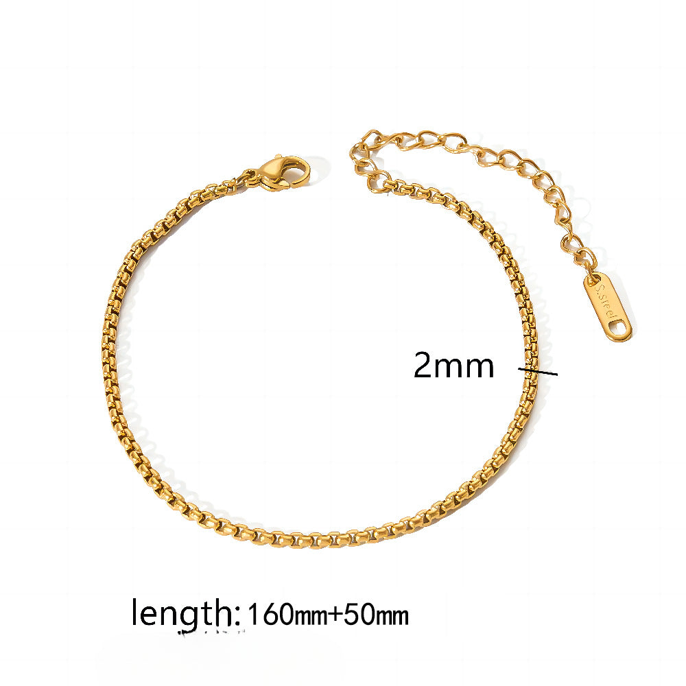 Wholesale 18K Gold Plated Stainless Steel Snake Bone Chain Cross Chain Bracelets ACC-BT-LiQuan002