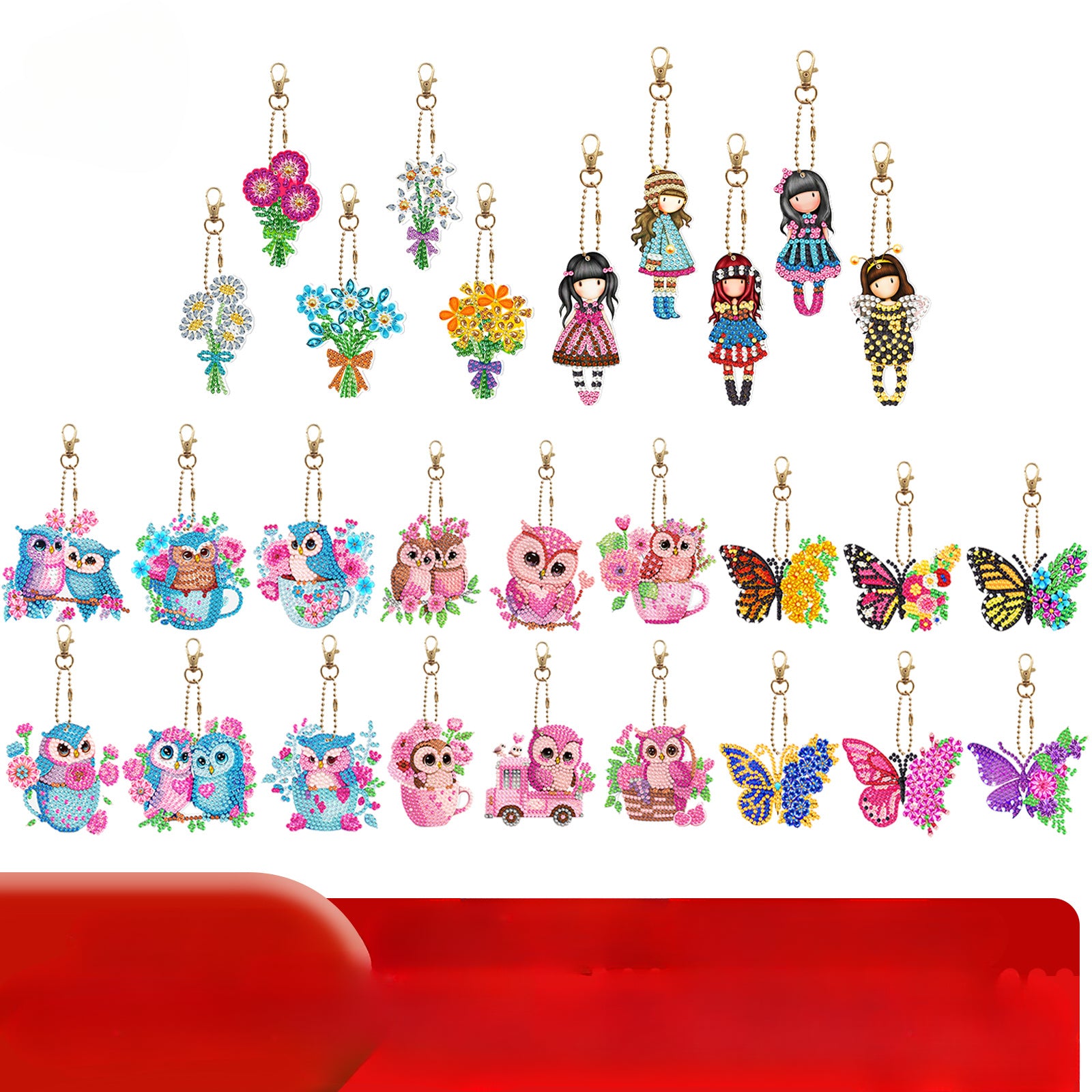 Wholesale Christmas Keychain Handmade Diamond Easter Key Chain ACC-KC-PengDao001