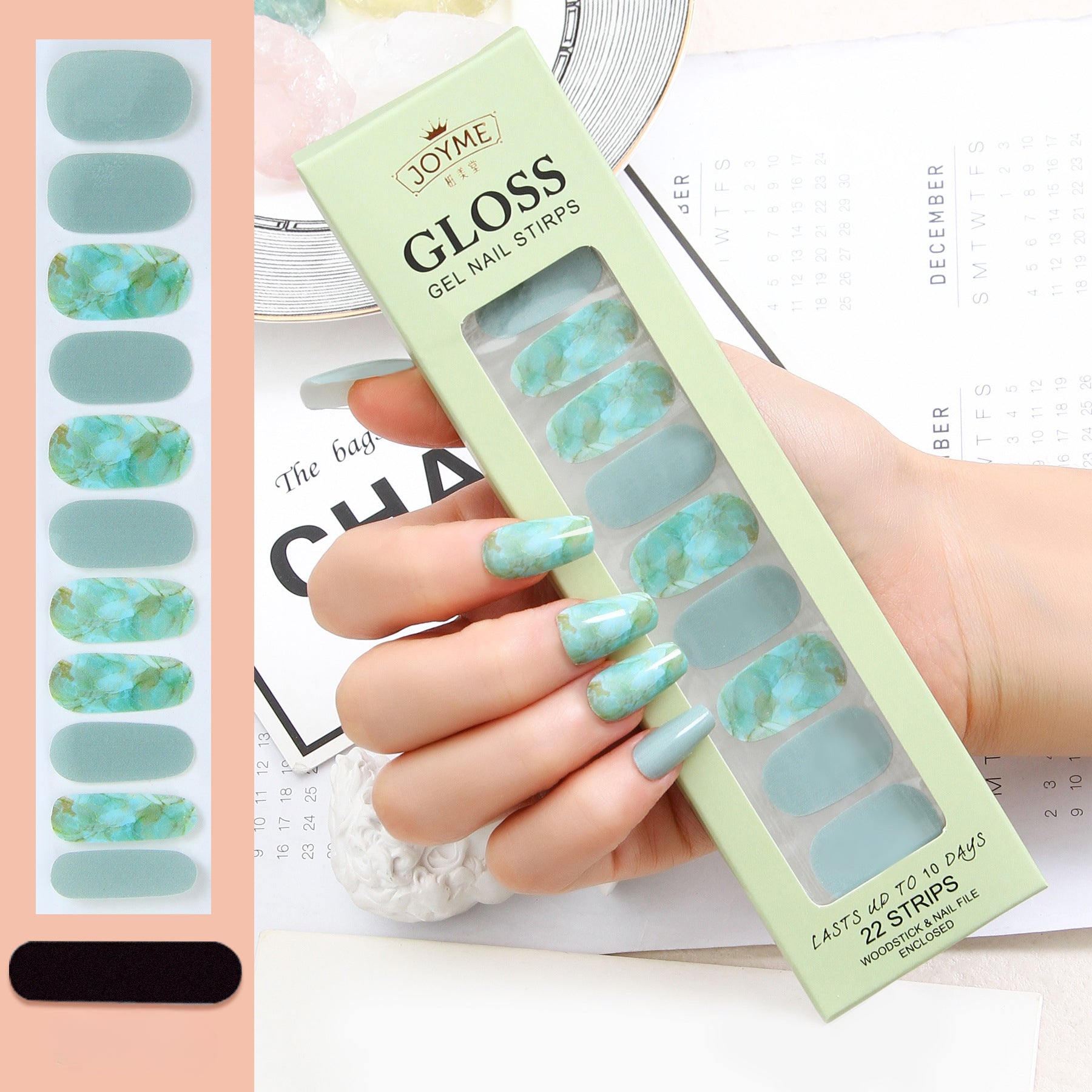 Wholesale Nail Stickers Waterproof, Baking Free, Solid Color Nail Stickers 22 Stickers ACC-NS-XKQ003