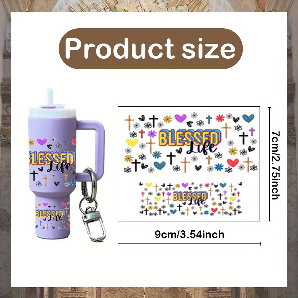 11pcs/22pcs UV DTF Wraps Religious Inspirational Bible Phrases Rub on Transfer Stickers for Mini Tumbler Cup Keychains Accessories DIY Gift Cup Sticker Gift