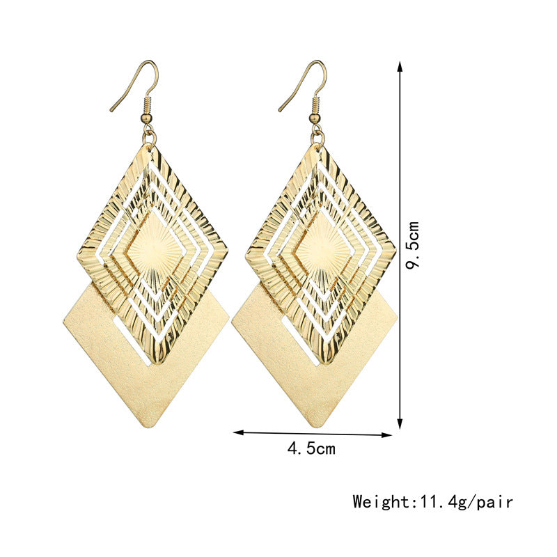 Wholesale Hollow Geometric Multi Level Diamond Earrings for Women