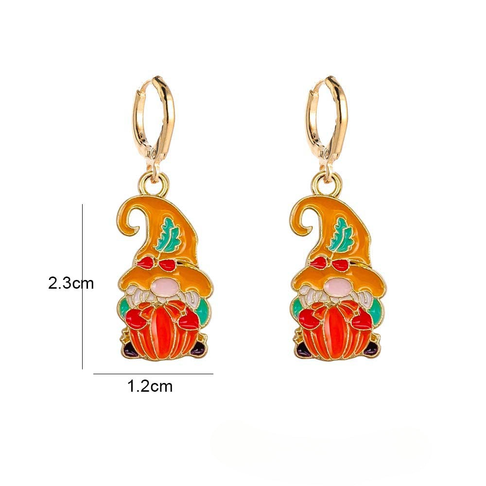 Wholesale Thanksgiving Turkey Truck Pumpkin Maple Leaf Alloy Oil Drop Earrings ACC-ES-ChenY049