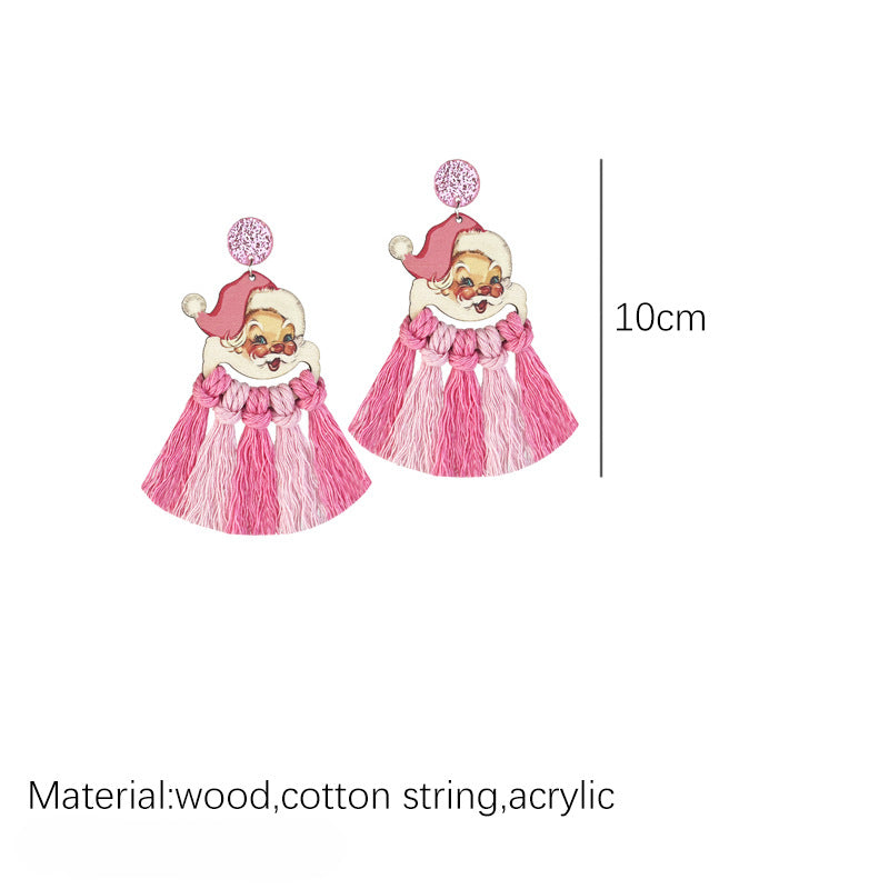 Wholesale 2 Pairs/pack Christmas Hand-woven Wood Bohemian Earrings ACC-ES-HY184