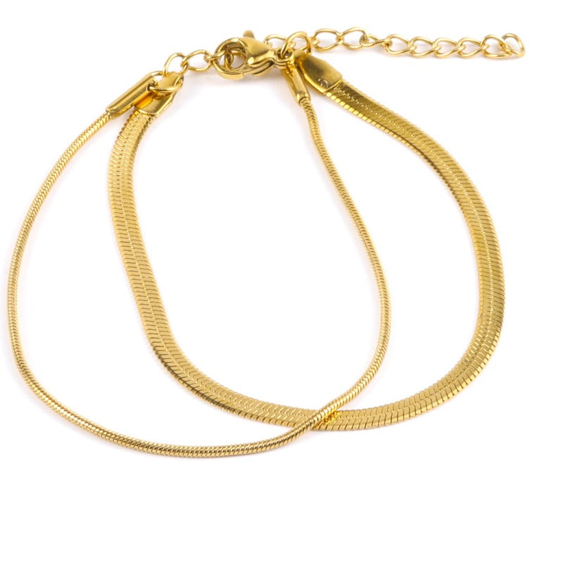 Wholesale Gold Titanium Steel Round Snake Bone Chain Bracelet  ACC-BT-FeiLing001