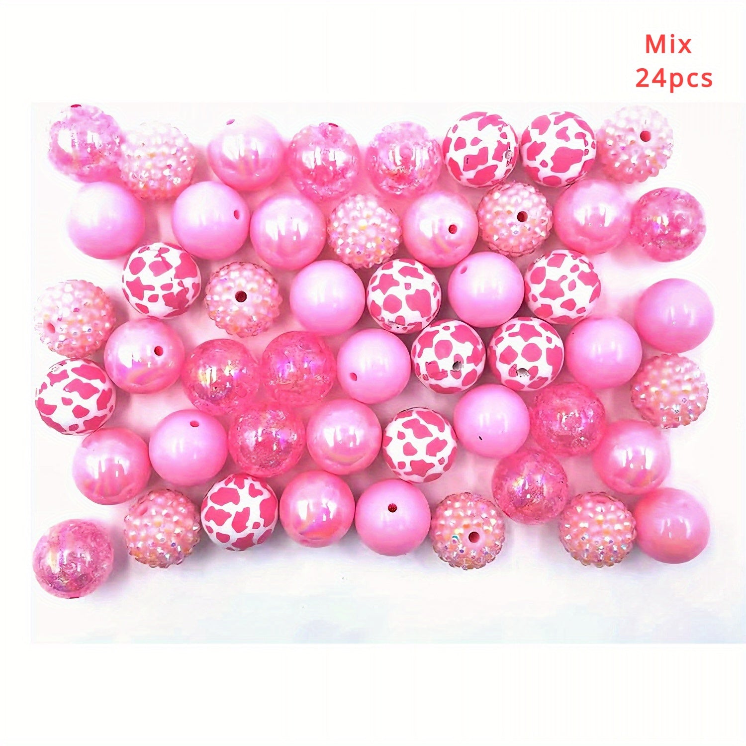 24pcs Bubblegum Beads Chunky Bead 20mm Mix, Brown Cow Chunky Beads, Pink Cow Beads, DIY Pens, DIY Lanyards, DIY Keychains, Jewelry Beads