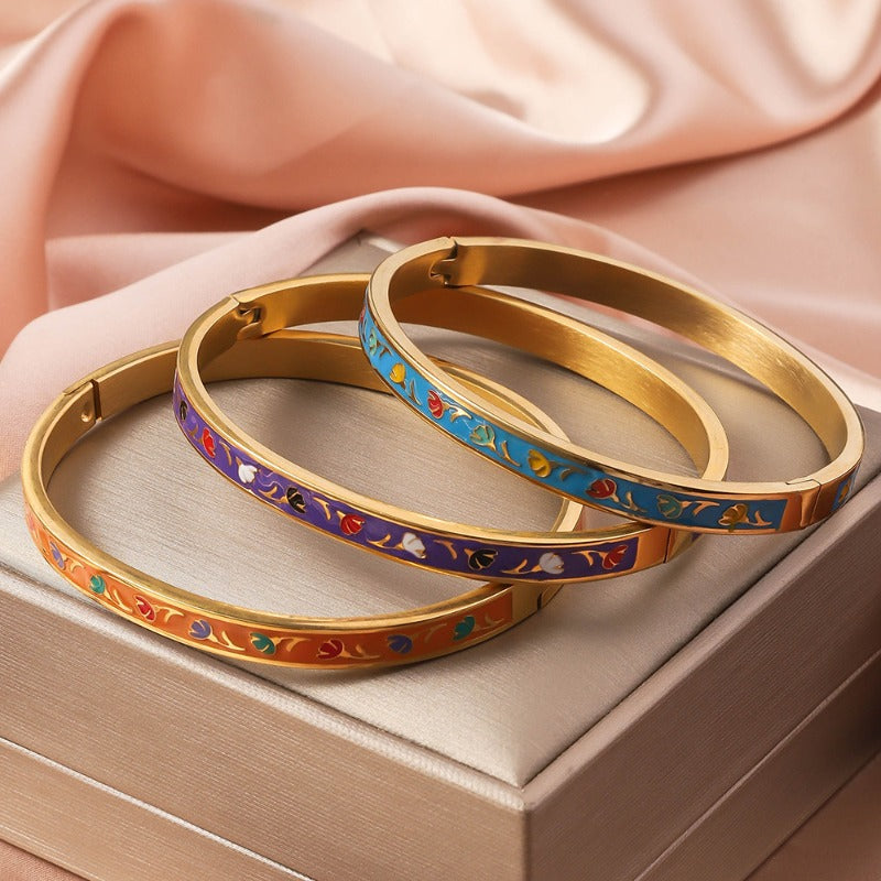 Wholesale Oil Drop Titanium Steel Enamel Bracelet ACC-BT-Ruif010