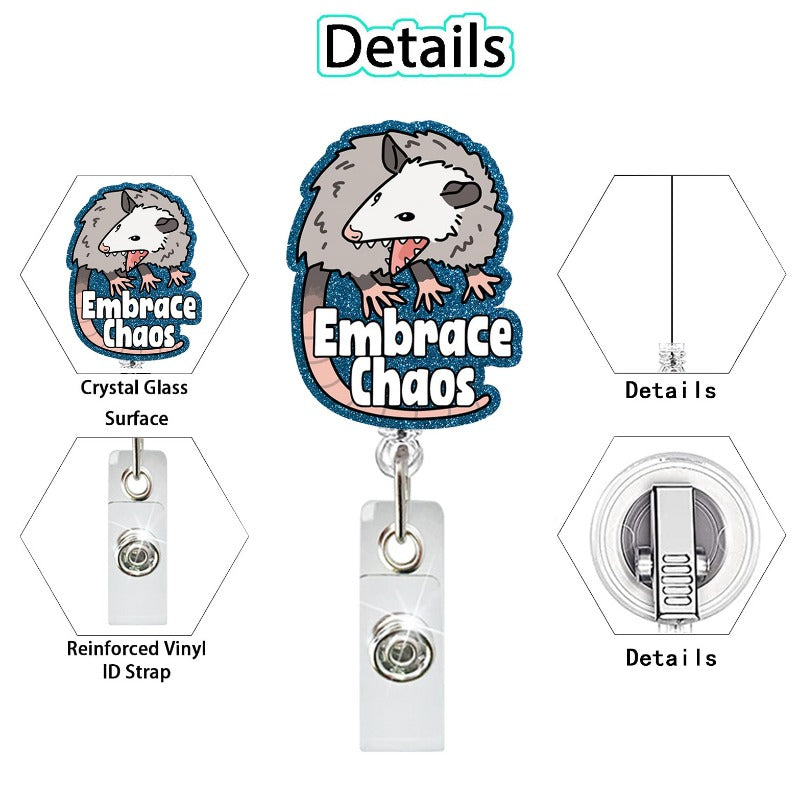 Wholesale Acrylic Glitter Mouse Retractable Easy To Pull Nurse Badge Scroll Keychain ACC-KC-QiDing008