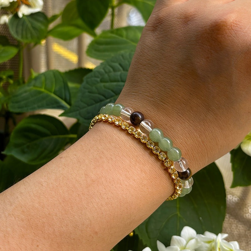 Wholesale Tiger Eye Hematite Green Aventurine White Crystal Bracelet ACC-BT-XiaoDu004
