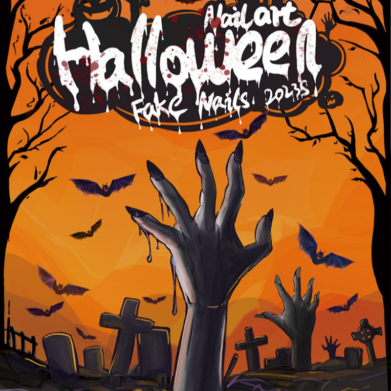 Wholesale 24 Pieces/box Halloween Spider Press-on Nails Kits Nail Stickers ACC-NS-LeFan103