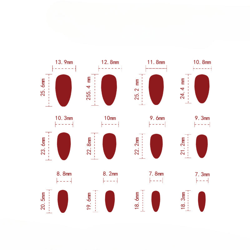 Wholesale 24 Pieces/box Valentine's Day Burgundy Bow Press-on Nails Kits Nail Stickers ACC-NS-LeFan066
