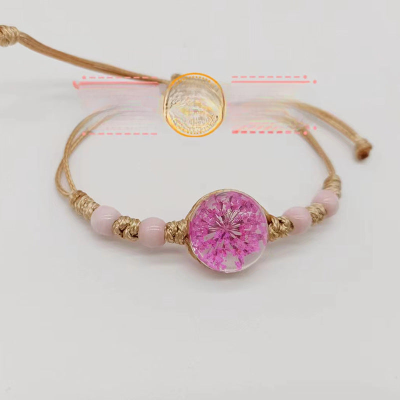 Wholesale Handwoven Colorful Ceramic Beads Natural Real Flower Bracelet ACC-BT-Youl011