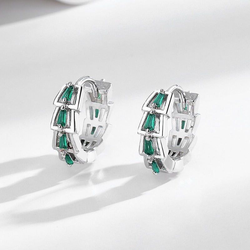 Wholesale Light Luxury Micro-inlaid Zircon Step Green Diamond Earrings ACC-ES-MeiLi004