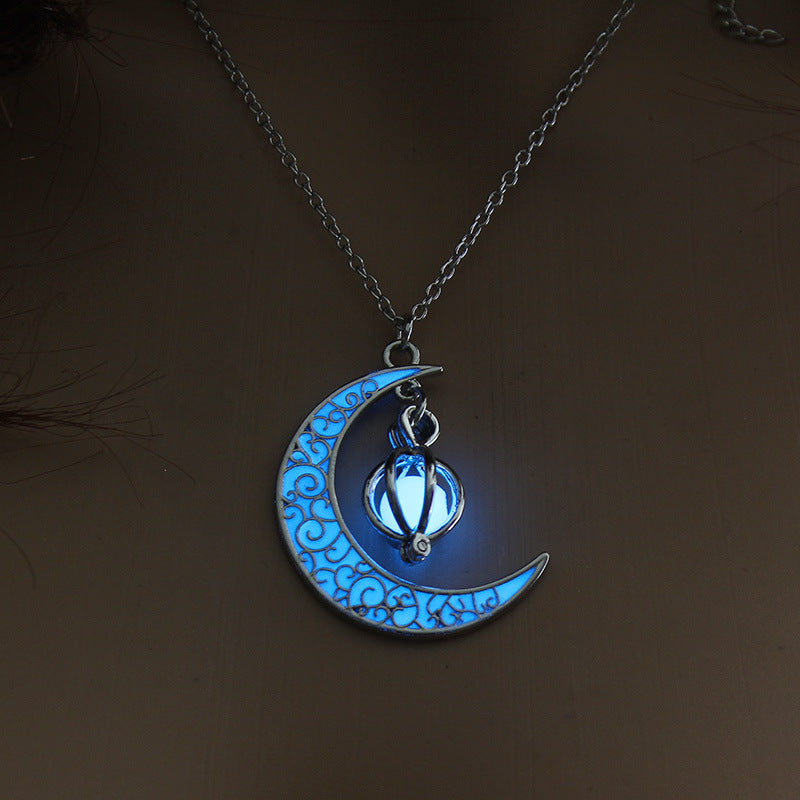 Wholesale Christmas  Moon Pumpkin Luminous Necklace