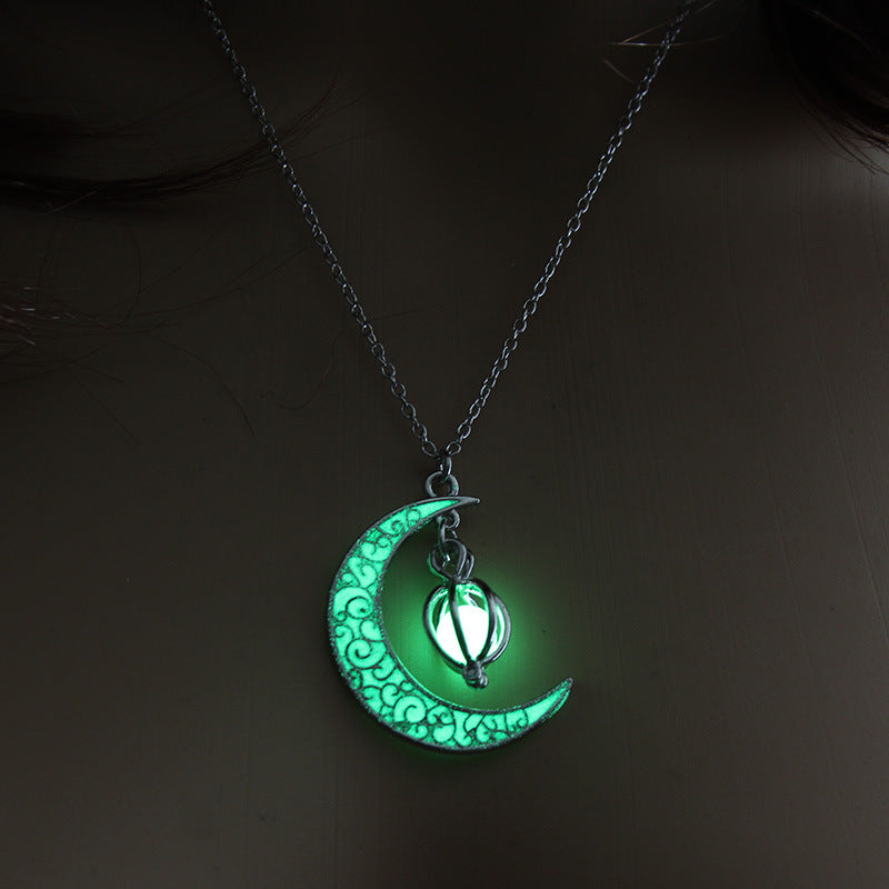 Wholesale Christmas  Moon Pumpkin Luminous Necklace
