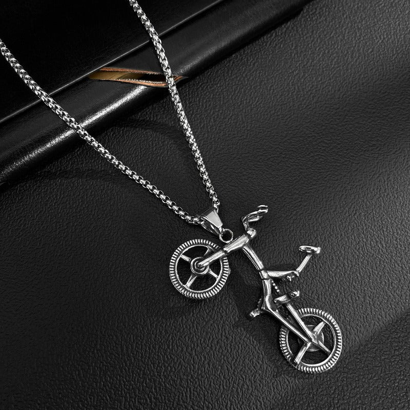 Wholesale Stainless Steel Retro Punk Style Bicycle Necklace ACC-NE-OPK002