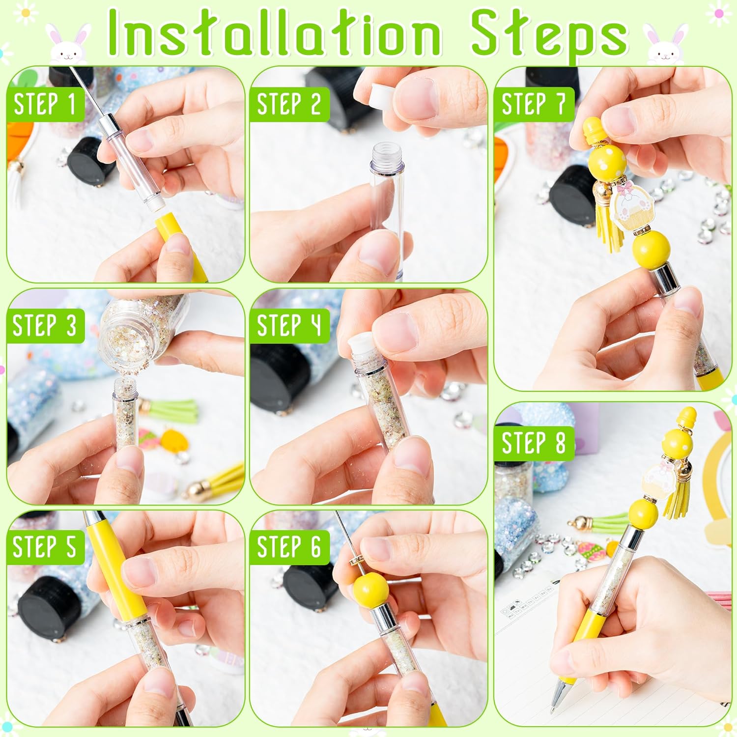 Wholesale 10pcs/50pcs Beadable Pens Plastic Empty Tube Floating Charms DIY Beaded Pen ACC-PN-JinBN018