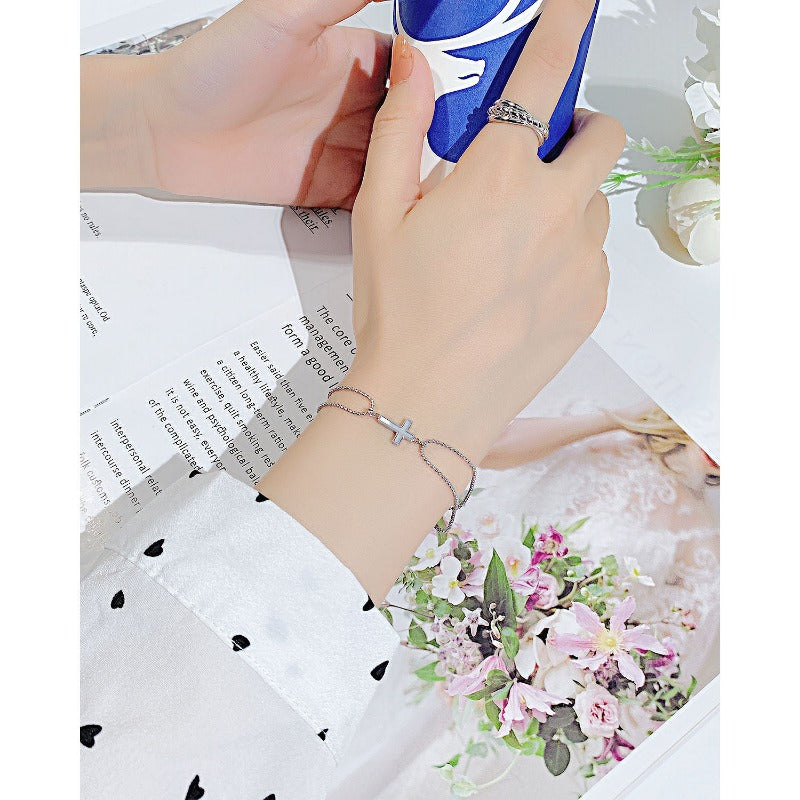 Wholesale Double Layer Beads Cross Stainless Steel Bracelets ACC-BT-OPK001