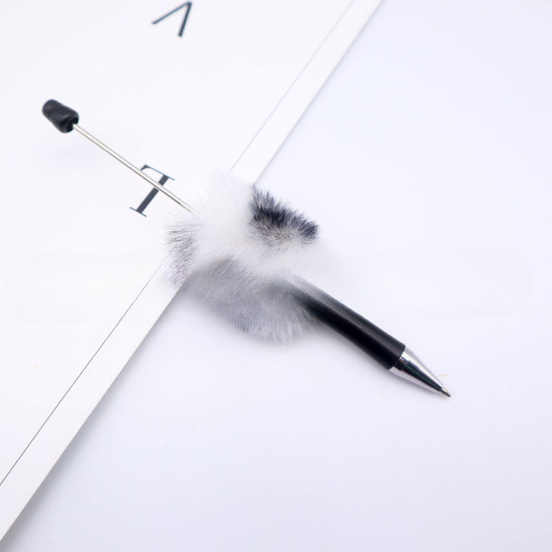 Wholesale Beadable Pens Leopard Print Plush Pom Pom Hairball DIY Beaded Pen ACC-PN-CY002