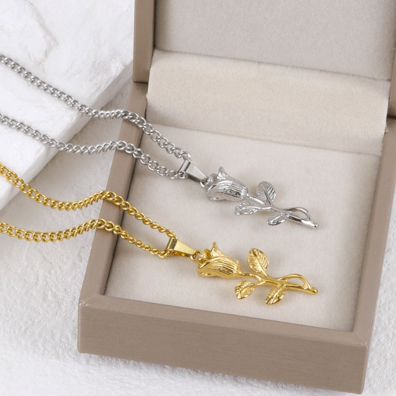 Wholesale 18K Gold Titanium Steel Rose Necklace ACC-NE-FeiLing010
