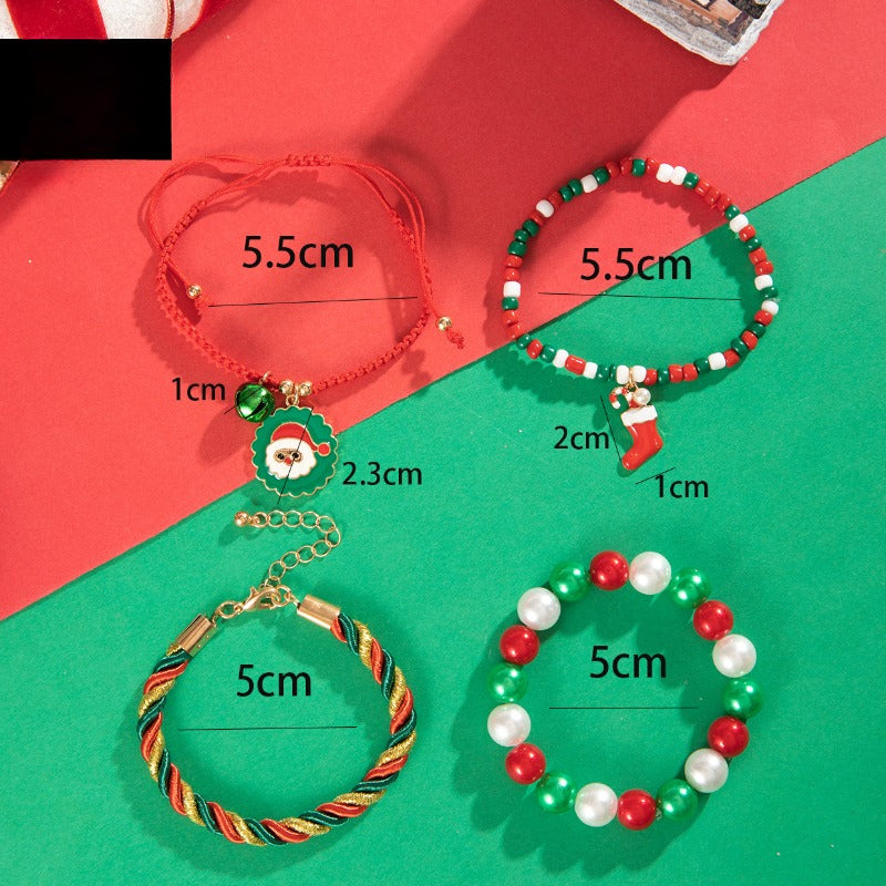 Wholesale Christmas Jewelry Cute Bell Elk Snowman Bracelet Set ACC-BT-YongGe007