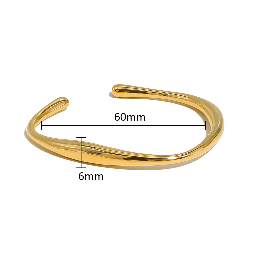 Wholesale Light Luxury 18K Gold Stainless Steel Bracelets Special Shaped Open Bracelet ACC-BT-ChengBing004