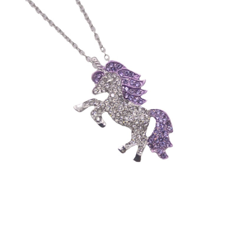 Wholesale Pegasus Necklace Micro Diamond Unicorn Pendant Sweater Chain ACC-NE-LvPai002