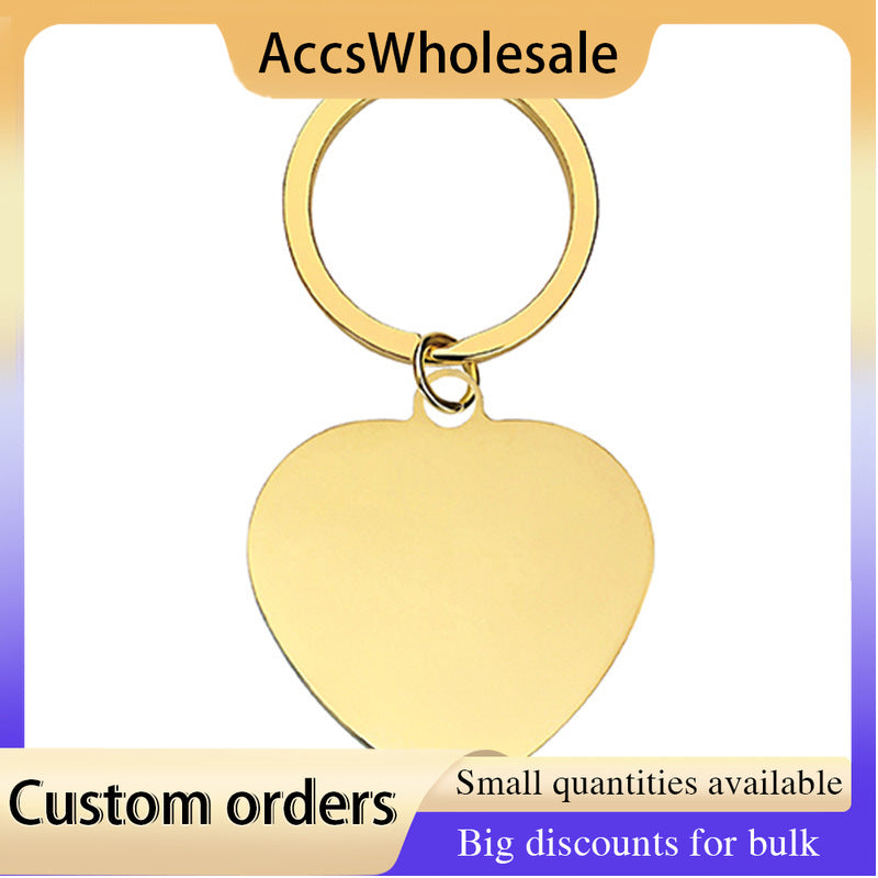 Custom Keychains with Laser Engraved Text or Logo - Multicolor Heart Shape Metal Keychains