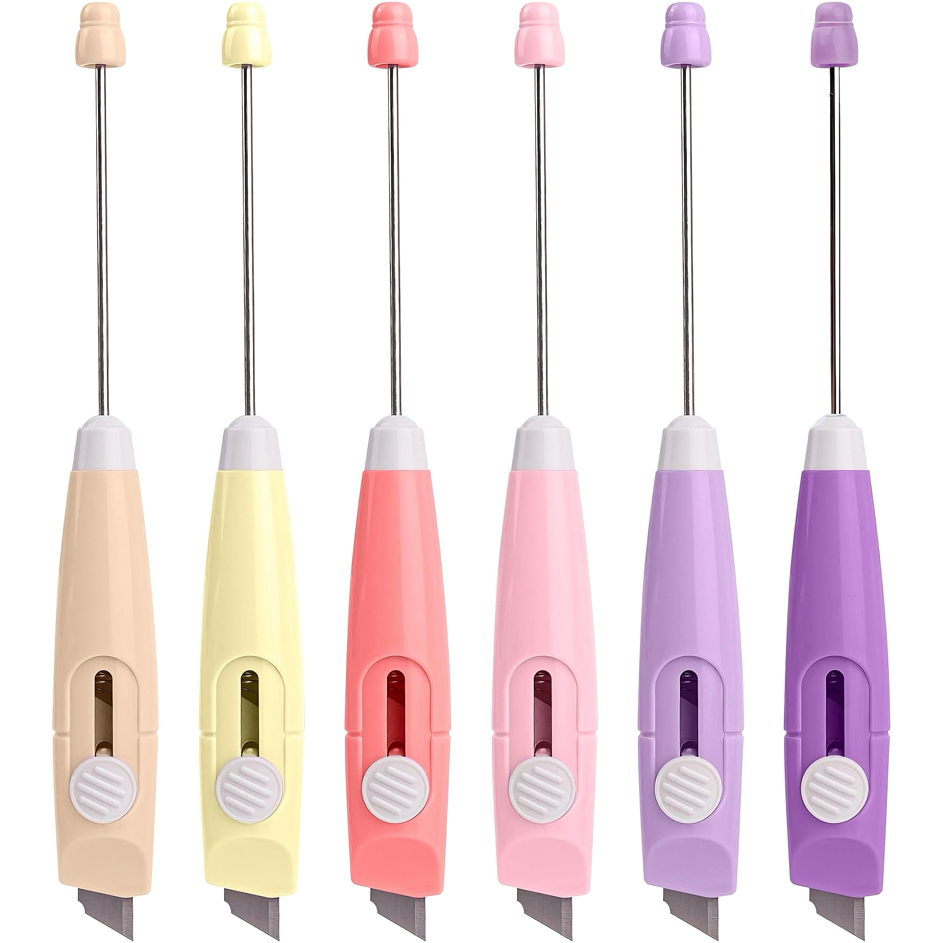 6pcs/ 12pcs Beadable Mini Art Knife Portable Small Express Unboxing Knife Cute Design Open Envelope Office Paper Cutting Art Knife