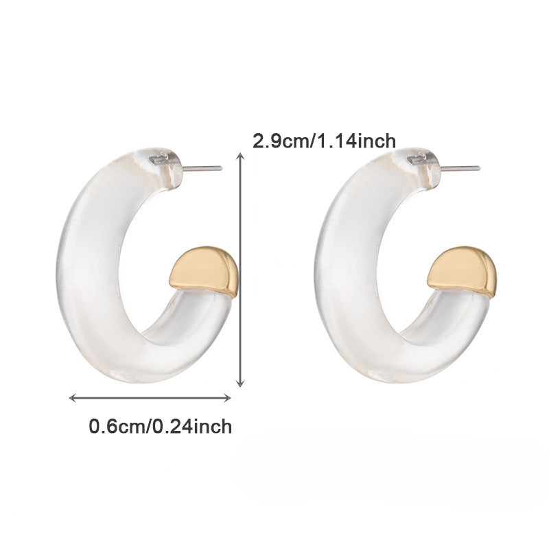 Wholesale Alloy Dot Diamond Transparent Resin Personality Earrings ACC-ES-KJ021