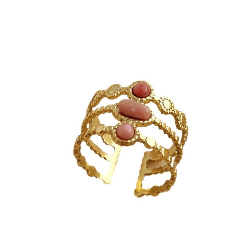 Wholesale Vintage Natural Stone Stainless Steel Rings ACC-RS-YuSen001