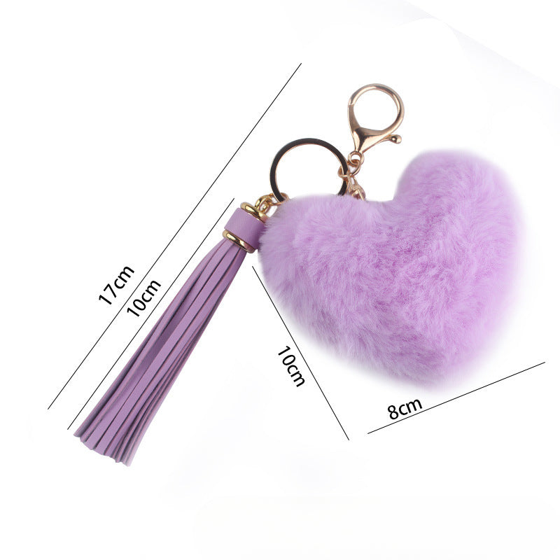 Wholesale Heart Shaped Fur Ball Tassel Keychain Pom Pom ACC-KC-GuangTian057
