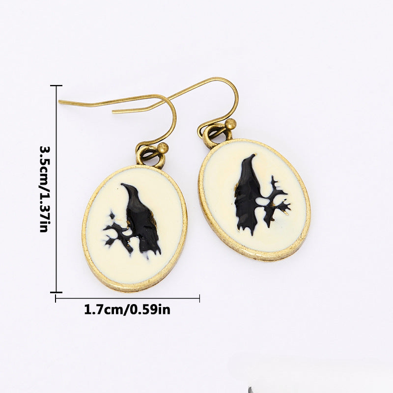 Wholesale Vintage Oval DIY Three-dimensional Crow Alloy Earrings ACC-ES-MingC003