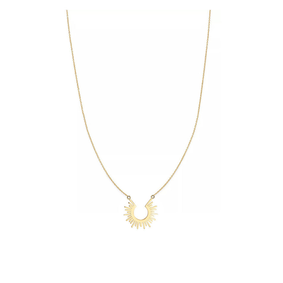 Wholesale Geometric Semicircle Sunflower Pendant Stainless Steel Necklaces ACC-NE-XuanMo003