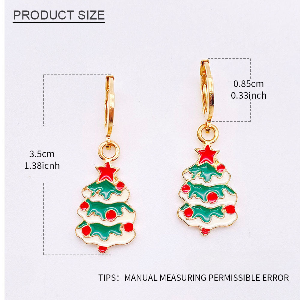 Wholesale Christmas Alloy Christmas Tree Snowman Oil Drop Pendant Earrings ACC-ES-ChenY067