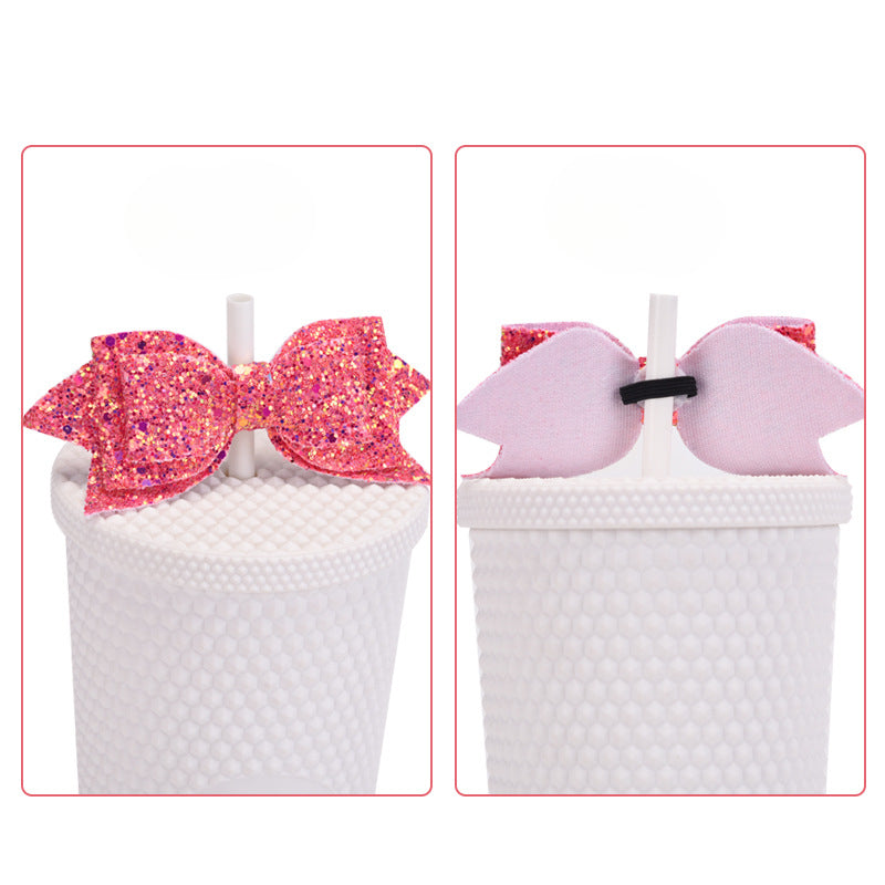 Wholesale Glitter Bow Straw Tube Cap Synthetic Leather DIY Cup Straw Accessories Straw Cover ACC-SCR-MaiGuo001