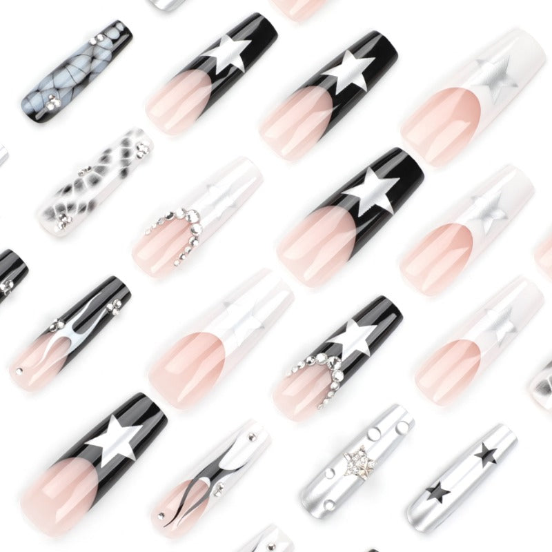 Wholesale 24 Pieces/box Star Fire Press-on Nails Kits Nail Stickers ACC-NS-LeFan119