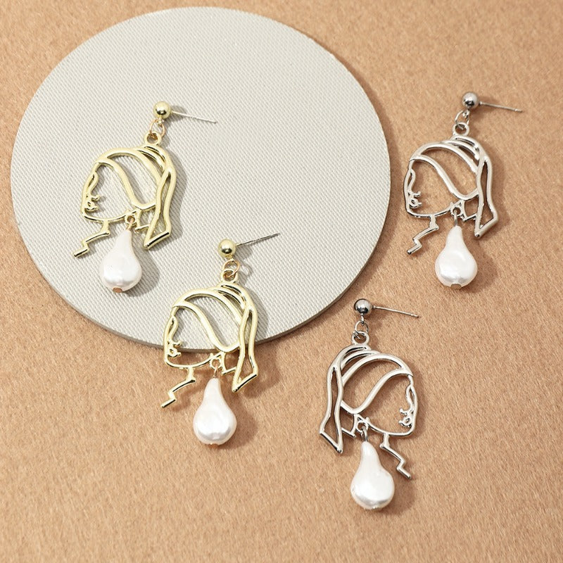 Wholesale Hollow Alloy Pearl Earrings ACC-ES-NZ003