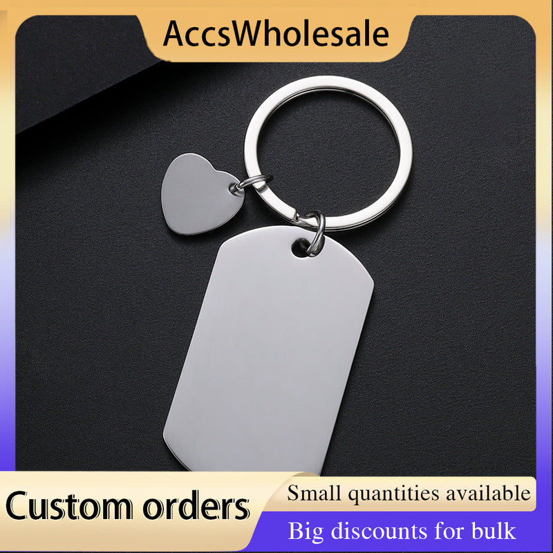 Custom Keychain with Laser Engraved Text or Logo - Multi-color Heart Charm Metal Keychain