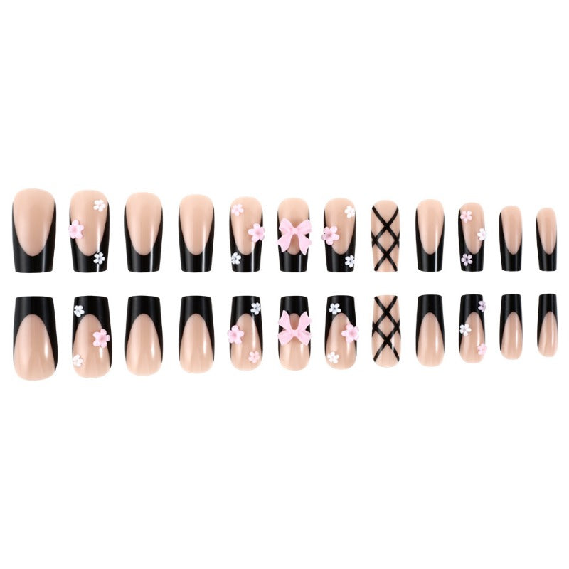 Wholesale 24 Pieces/box Valentine's Day Long Flower Bow Nails Kits Nail Stickers ACC-NS-MiKe030