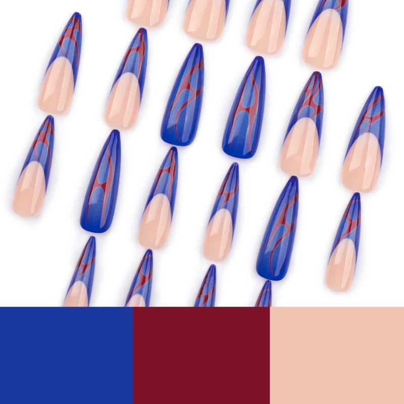 Wholesale 24 Pieces/box Blue Red Flame Nails Kits Nail Stickers ACC-NS-LeFan242