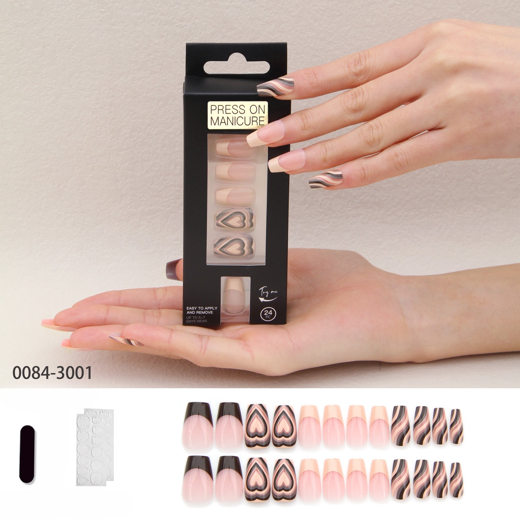 Wholesale Press on Nails Kits 24 Ballet Nail Adhesive Nail Enhancement Tablets ACC-NS-XKQ008
