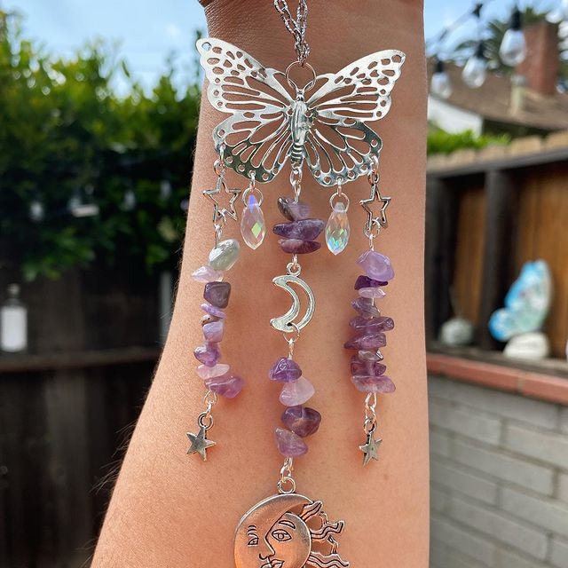 Wholesale Suncatcher Butterfly Sun Moon Crystal Ball Wind Chime ACC-WS-RongGuan001