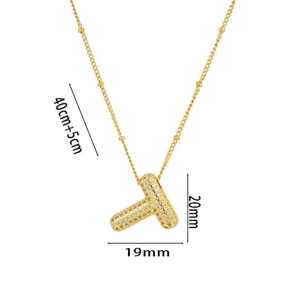 Wholesale Rock Sugar Zircon English Letter Necklace Titanium Steel Necklace ACC-NE-NaBao001