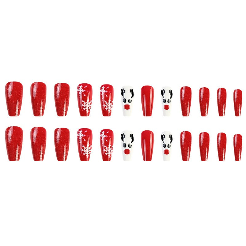 Wholesale 24 Pieces/box Christmas Red and White Snowflake Nails Kits Nail Stickers ACC-NS-QXJ051