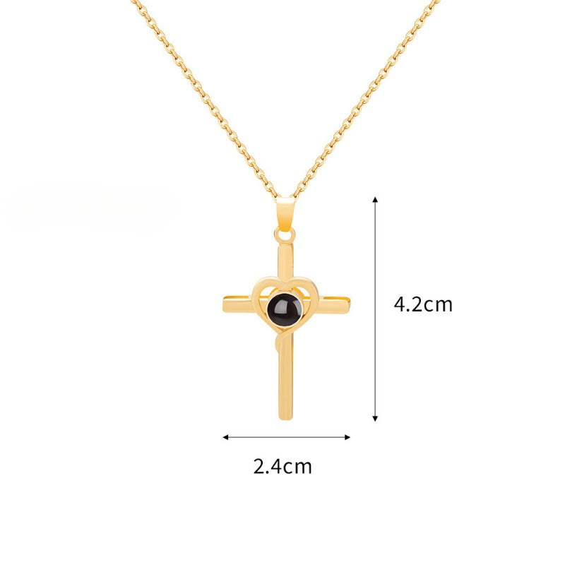 Wholesale 100 Languages I Love You Projection Love Cross Necklace ACC-NE-Shiyu005