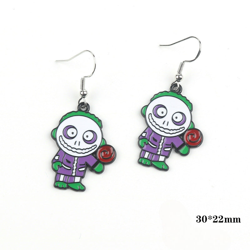 Wholesale Halloween Horror Cartoon Movie Black Plated Pendant Earrings ACC-ES-Fuyu001